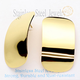 Stainless Steel Rectangular Domed Stud Earrings