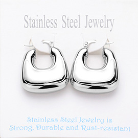 Stainless Steel Chunky Hoop Pin Catch Earrings