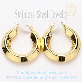 Stainless Steel Hoop Pin Catch Earrings