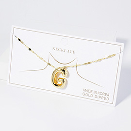 -G- Gold Dipped Metal Bubble Monogram Pendant Necklace