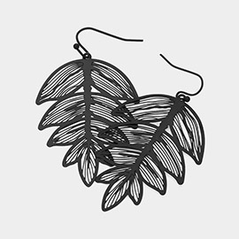 Metal Filigree Leaf Dangle Earrings