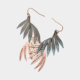 Metal Leaf Link Dangle Earrings