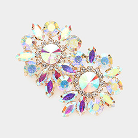 Round Marquise Stone Cluster Evening Earrings