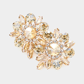 Round Marquise Stone Cluster Evening Earrings