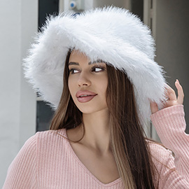 Oversized Winter Fluffy Faux Fur Bucket Hat