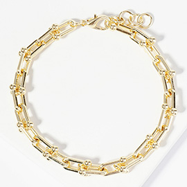 Gold Dipped Metal Hardware Link Chain Bracelet