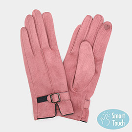 Faux suede Band Smart Touch Gloves