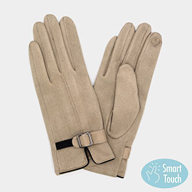 Faux suede Band Smart Touch Gloves