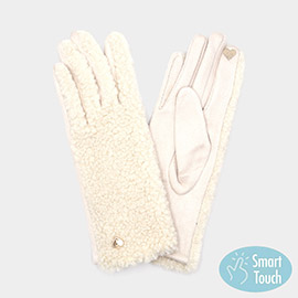 Heart Detailed Fleece Smart Touch Gloves