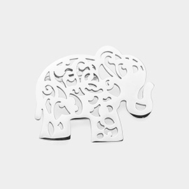 Stainless Steel Cutout Elephant Pin Brooch