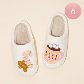 6Pairs - Gingerbread Man and Hot Chocolate Home Slippers