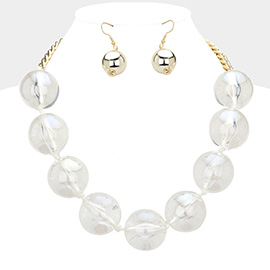 Oversized Glass Ball Statement Necklace