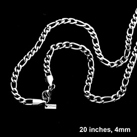 20 INCH, 4mm Stainless Steel Figaro Chain Necklace