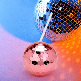 Disco Ball Party Cup with Straw