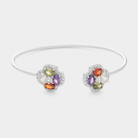 Flower CZ Stone Tip Cuff Bracelet