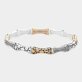 Tailored Look Metal Bamboo Stackable Stretch Bracelet