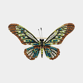 Stone Paved Butterfly Pin Brooch