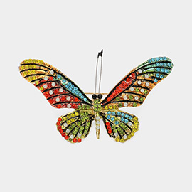 Stone Paved Butterfly Pin Brooch