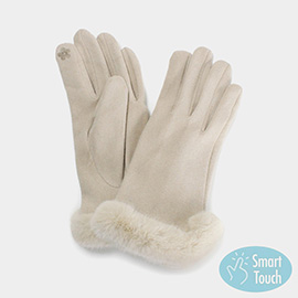 Faux Fur Cuff Smart Touch Gloves