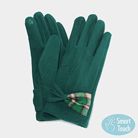 Plaid Ribbon Pointed Smart Touch Gloves