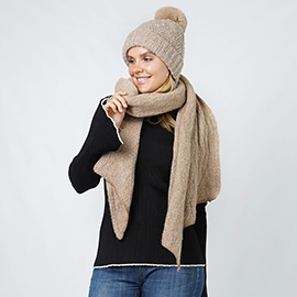 Lurex Stripe Knit Hat Scarf Set