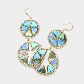 Triangle Shaped Lucite Link Round Dangle Earrings