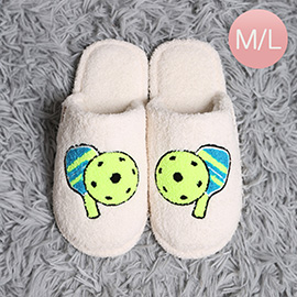 Pickleball Embroidered Soft Home Indoor Floor Slippers