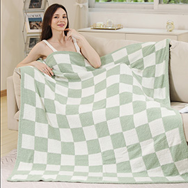 Reversible Checkerboard Patterned Throw Blanket