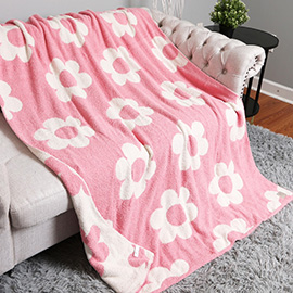 Retro Daisies Reversible Throw Blanket