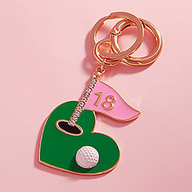 Stone Pointed Enamel 18 Golf Hole Keychain