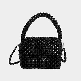 Pearl Beaded Mini Top Handle Handbag / Crossbody Bag