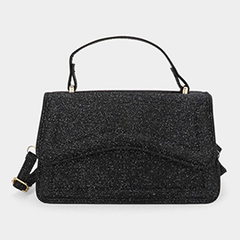 Glittered Top Handle Flap Square Bag / Crossbody Bag