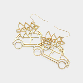 Metal Wire Christmas Tree Car Dangle Earrings