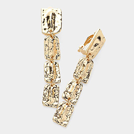 Abstract Square Textured Metal Link Dropdown Earrings