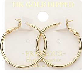 14K Gold Dipped Hypoallergenic Hoop Earrings