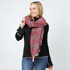 Stripe Woven Oblong Scarf/Shawl