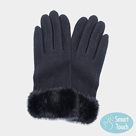 Fuzzy Fux Fur Collar Smart Touch Gloves