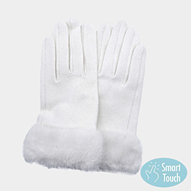 Fuzzy Fux Fur Collar Smart Touch Gloves