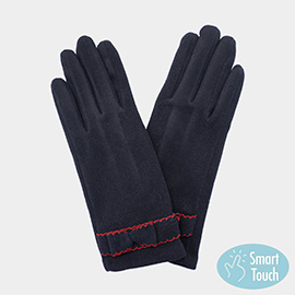 Bow Pointed Faux Suede Smart Touch Gloves