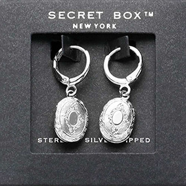 SECRET BOX_Sterling Silver Dipped Locket Dangle Huggie Earrings