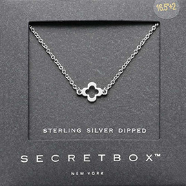 SECRET BOX_Sterling Silver Dipped Open Quatrefoil Pendant Station Necklace