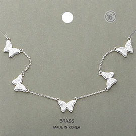 Brass Metal Butterfly Station Necklace