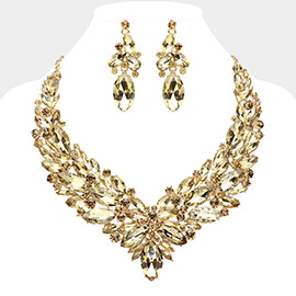 Marquise Stone Cluster Embellished Evening Necklace