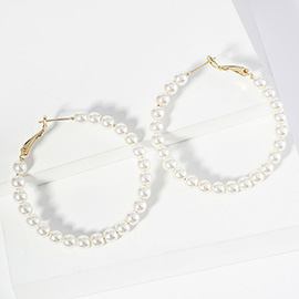 Gold Dipped Pearl Beaded Hoop Earrings