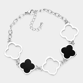 Stainless Steel Quatrefoil Link Bracelet