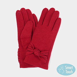 Stone Deco Ribbon Smart Touch Gloves