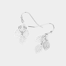 Metal Cutout Leaf Dangle Earrings