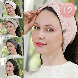 12PCS - Solid Color Twit Knot Headbands