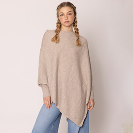 Solid Poncho with Sleeves