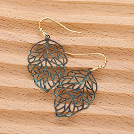 Metal Cutout Leaf Dangle Earrings